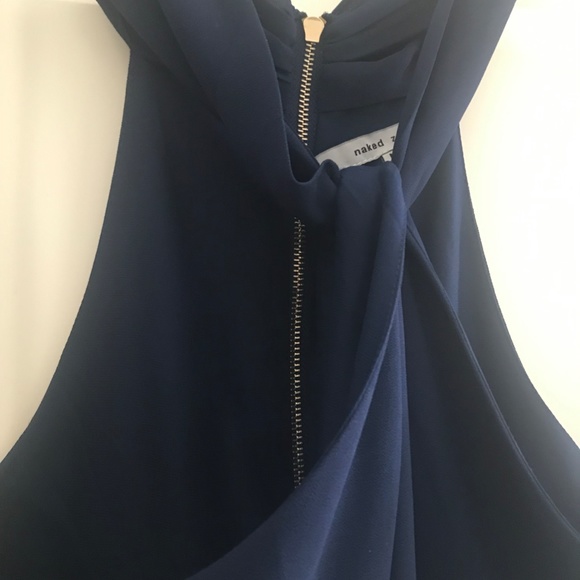 "Naked Zebra" navy chiffon dress, size medium - Picture 5 of 5